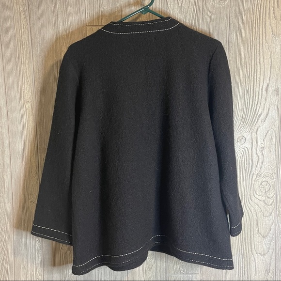 Black Wool Blazer embroidered by Samantha Gray 100%Wool Size Large - Picture 2 of 5